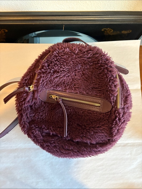 Express Shearling Backpack  with gold hardware
